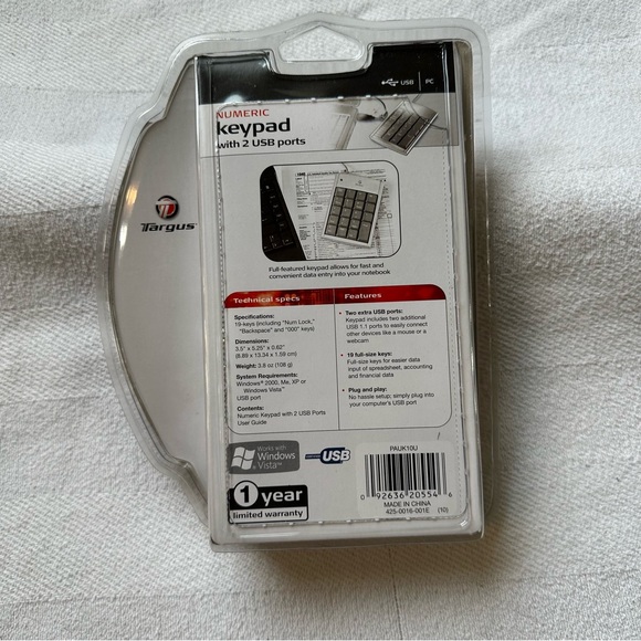 Targus numeric keypad with two USB ports - Picture 3 of 6